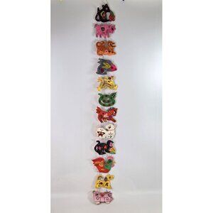Chinese Zodiac Animals Wall Hanging Embroidered 4ft Long Folk Art Decor
